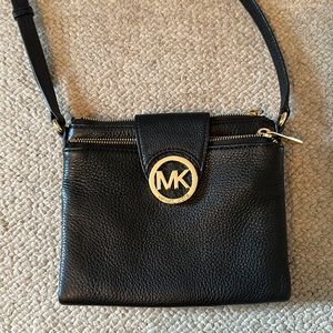 Michael Kors black and gold crossbody purse